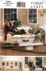 7253 VOGUE BARBIE DOLL WALL, SOFA,  PILLOW, RUG, COFFEE TABLE PATTERN